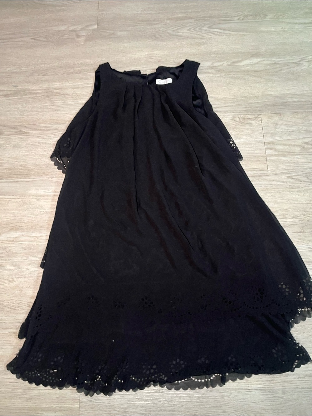 Jessica Simpson Black Sleeveless Layered Eyelet Hem Dress 14
